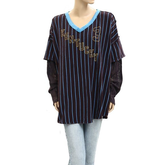 Free People We The Free Trevor Tee Tunic Top Striped Graphic Printed L 281144 - Picture 7 of 8